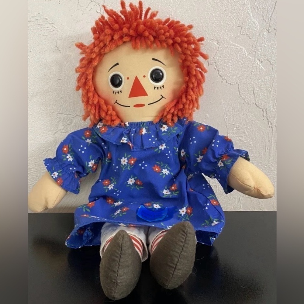 Hasbro 12 Inch Raggedy Ann Vintage 1987 1996 Johnny Gruelle Doll Blue Dress T5